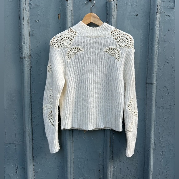 Vince Cream mock alpaca wool turtleneck with crochet, size xs - Picture 2 of 11